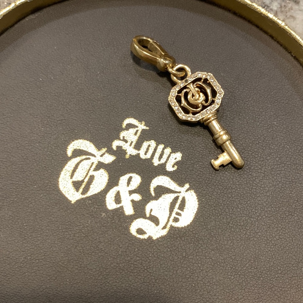 Vintage Juicy Couture Golden Key Charm with Rhinestone Detailing